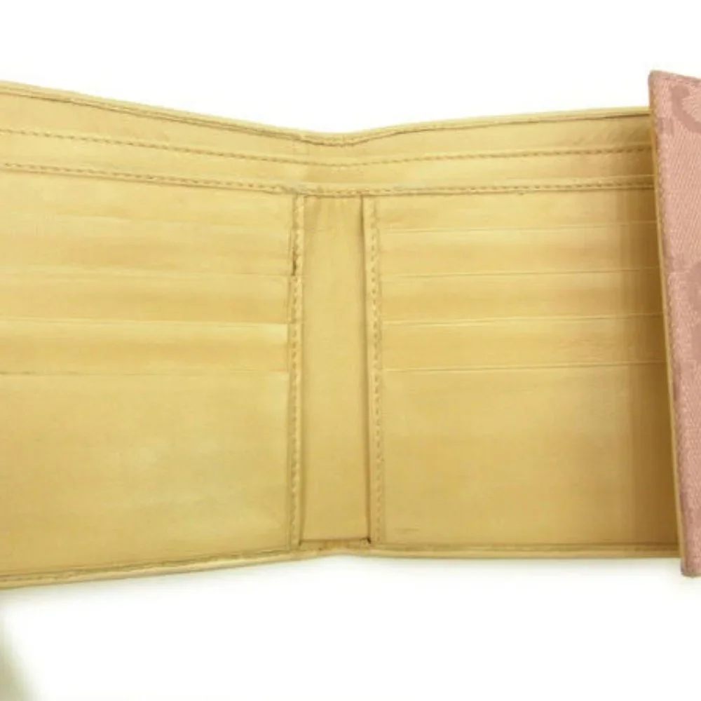 Gucci Wallet Purse Trifold G logos Pink Beige Woman Authentic Used - Picture 3 of 6